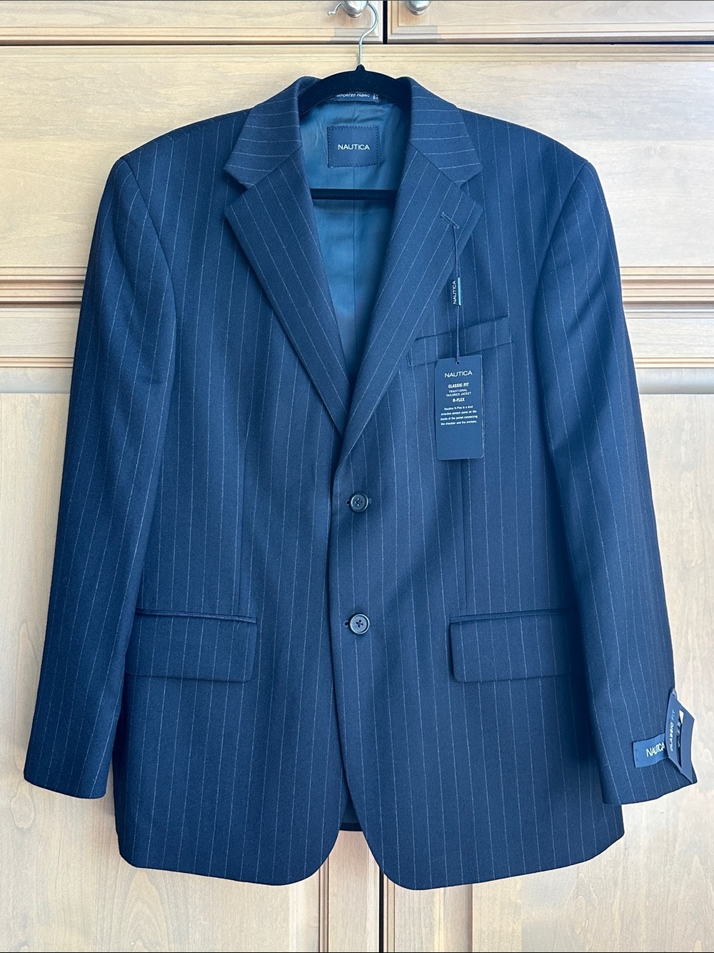 Nautica Men's Navy Pinstripe Suit Jacket